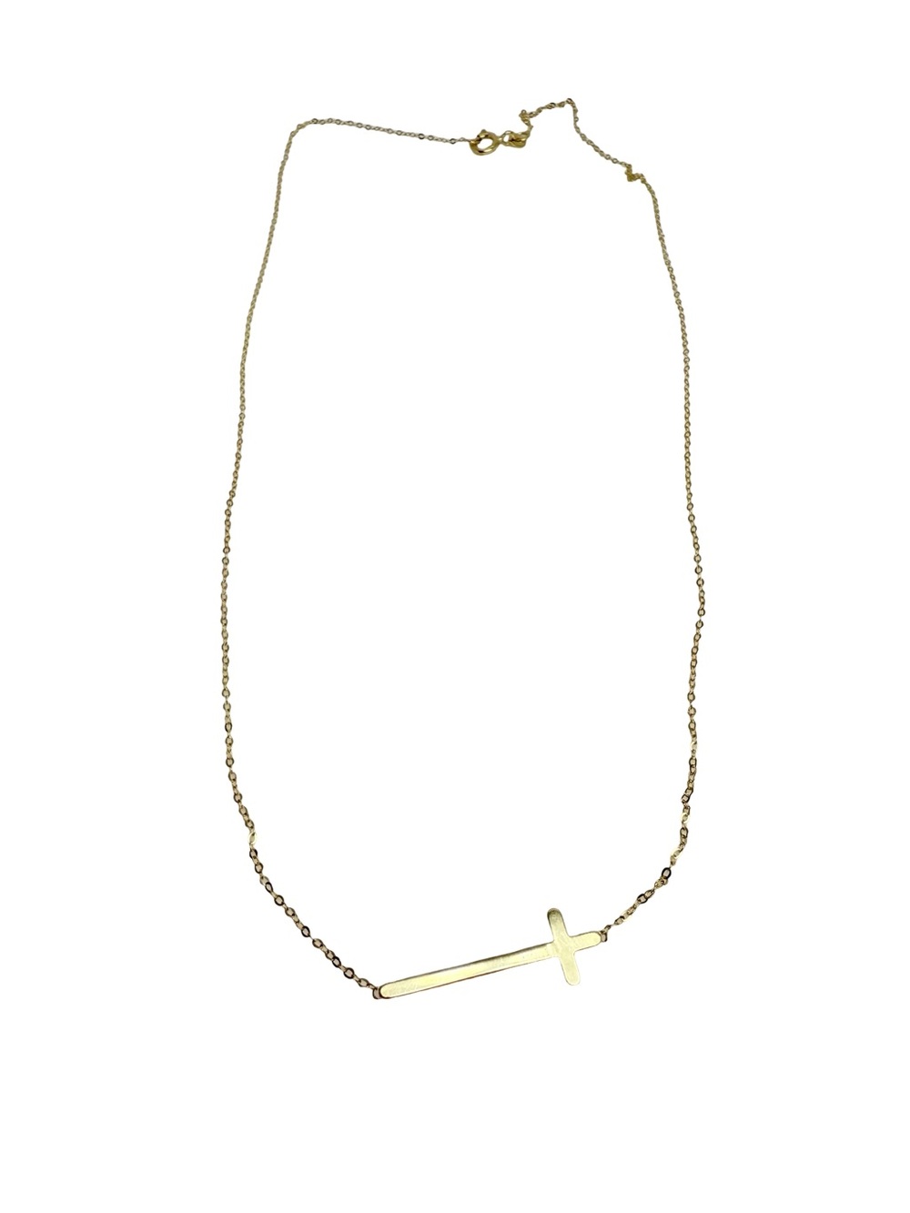 ✨ Stunning 14K Gold Sideways Cross Necklace ✨ - Picture 15 of 17